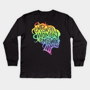 Feminist Empowered Women March Colorful Rainbow Kids Long Sleeve T-Shirt